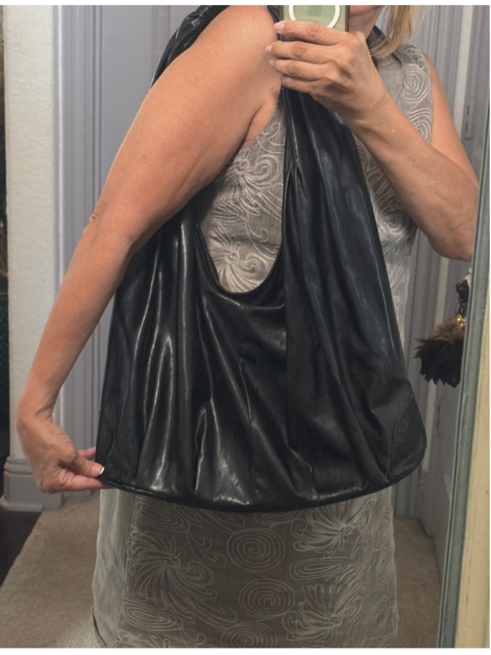 Bonita Black PVC Hobo Bag One Size 90s